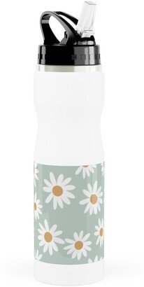 Photo Water Bottles: Daisies Stainless Steel Water Bottle With Straw, 25Oz, With Straw, Blue