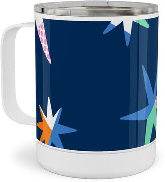 Travel Mugs: Modern Starry Sky - Blue Stainless Steel Mug, 10Oz, Blue