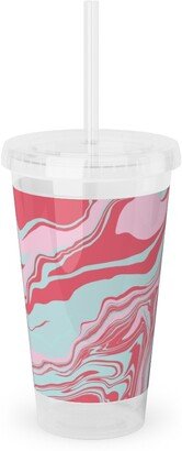 Travel Mugs: Marmor Acrylic Tumbler With Straw, 16Oz, Pink