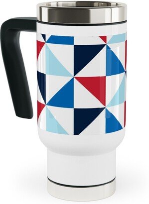 Travel Mugs: Pinwheels - Multi Travel Mug With Handle, 17Oz, Blue