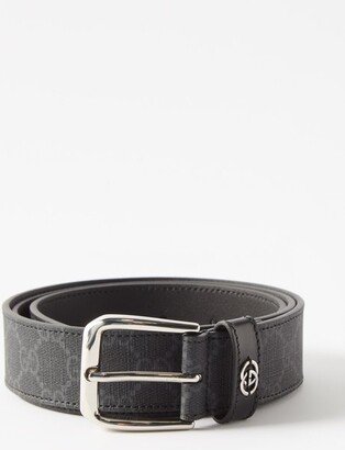 GG-jacquard Canvas And Leather Belt