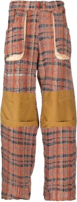 VITELLI Patchwork-Detail Tweed Wide-Leg Trousers