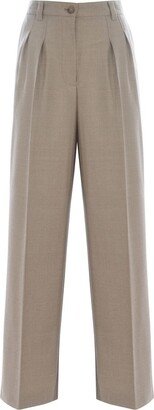 Flared-Hem Pleated Trousers