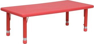 24''W x 48''L Rectangular Red Plastic Height Adjustable Activity Table