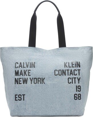 Selina Denim Top Zipper Tote Bag - Washed/blk