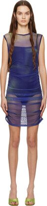 Navy Glitch Print Minidress