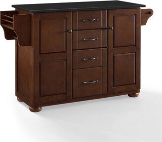 Eleanor Granite Top Kitchen Island Mahogany/Black