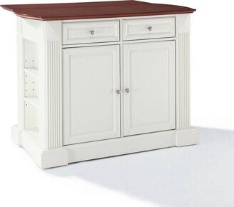 Drop Leaf Breakfast Bar Top Kitchen Island - White