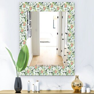 Designart 'Green Flowers 10' Traditional Mirror - Vanity Printed Mirror