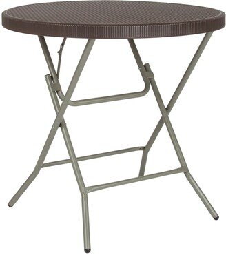 31.5 Brown and Gray Round Contemporary Outdoor Patio Folding Table