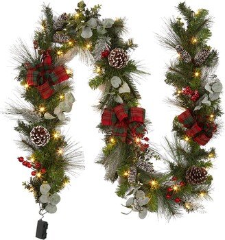 Fashionwu 9FT Christmas Garland with 40 LED Lights