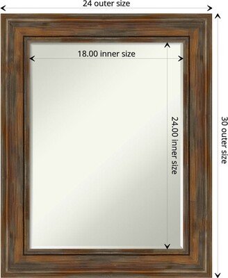 Petite Bevel Wood Bathroom Wall Mirror - Alexandria Rustic Brown Frame - Alexandria Rustic Brown - 24 x 30 in