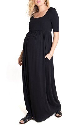 Elbow Sleeve Maternity Maxi Dress