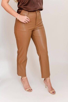 Hanie Vegan Leather Pant In Tan