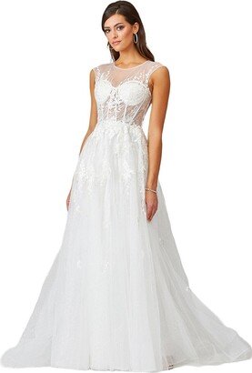 Women's Sheer Bodice Lace Bridal Gown