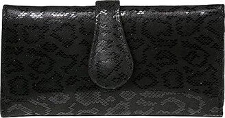 CoFi Mila Printed Leather Trifold Wallet (Black Snake) Handbags