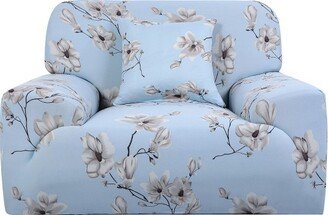 PiccoCasa Armchair Contemporary Floral stretch sofa cover Sky Blue 35-51 Inches 1 Pc