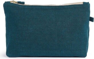 Linen Zip-Fastening Pouch Bag