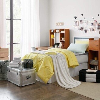 Porch & Den Hathaway Limelight Yellow Pin Tuck Twin XL Dorm Room and Bedding Set