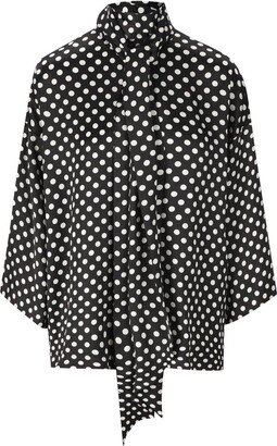 Polka Dots Printed Wide-Sleeved Blouse