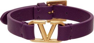 Purple VLogo Leather Bracelet