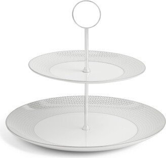 Gio Platinum Cake Stand, 2 Tier