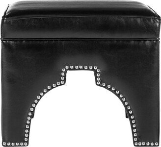 Grant Ottoman Silver Nail Heads - Black