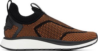 Black & Orange Slip-On Sneakers