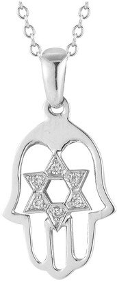 I. Reiss 14K 0.06 Ct. Tw. Diamond Hamsa & Star Of David Necklace