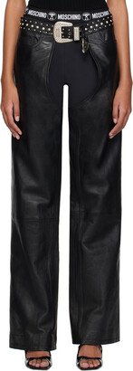 Black Buckle Leather Chaps