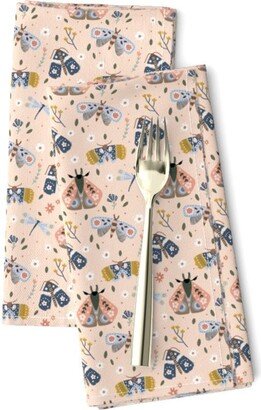 Pink Moths Dinner Napkins | Set Of 2 - Moth Collection By Kathrinlegg Butterflies Ditsy Insects Academia Cute Cloth Spoonflower