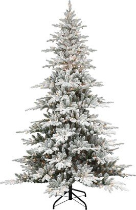 Puleo 6.5' Pre-Lit Flocked Utah Fir Tree with 350 Underwriters Laboratories Clear Incandescent Lights, 1569 Tips