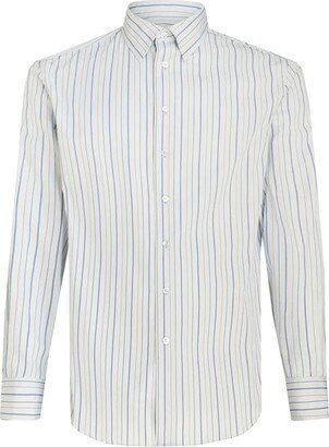 Logo Embroidered Striped Long-Sleeved Shirt