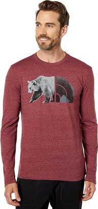 Tri-Blend Bear Long Sleeve Tee (Cordovan Heather/TNF Black) Men's Clothing