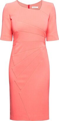 Rumour London Amelie Fitted Knee Length Dress With Asymmetrical Neckline In Coral