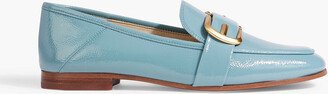 Leonie buckle-embellished faux patent-leather loafers