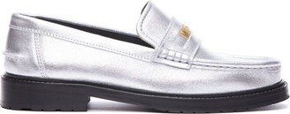 Logo-Lettering Round-Toe Loafers