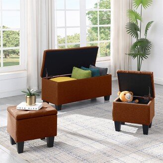 TONWIN Large Storage Ottoman Bench Set