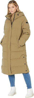 Hooded Down Puffer (Olive) Women's Clothing