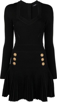 Flared Ribbed-Knit Dress