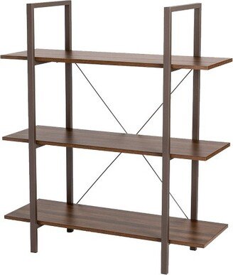 Modern Industry Metal/Wooden 3 Tier Bookcase with Shelves