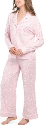 TJMAXX Heart Outline Long Sleeve Notch Pajama Set For Women