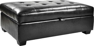 Antonio Storage Ottoman In Black Bonded Leather