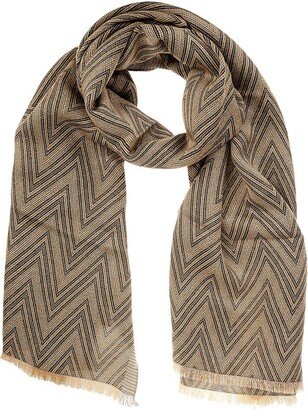 Zigzag Woven Frayed-Edge Scarf-AA