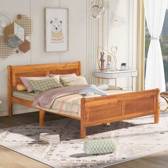 RASOO Classic Pine Wood Bed with Headboard, Footboard, Slat Support-AA