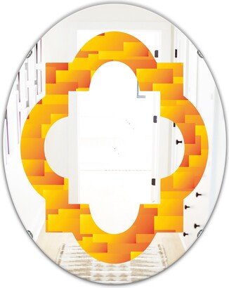 Designart 'Retro Square Design VIII' Printed Modern Round or Oval Wall Mirror - Quatrefoil