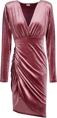 Velvet Wrap Mini Dress Mini Dress Pastel Pink