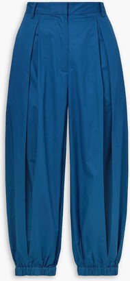 Pleated cotton-poplin tapered pants