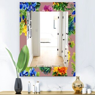 Designart 'Flower With Little Red Berries' Traditional Mirror - Printed Wall Mirror