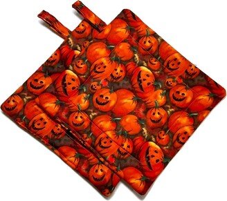 Quilted Pot Holders Set Of 2 Small Jack-O-Lanterns Alexander Henry